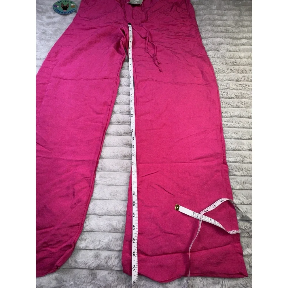H&M Pants‎ Medium Barbie Pink Linen Blend Wide Leg Casual Summer Lounge Trousers